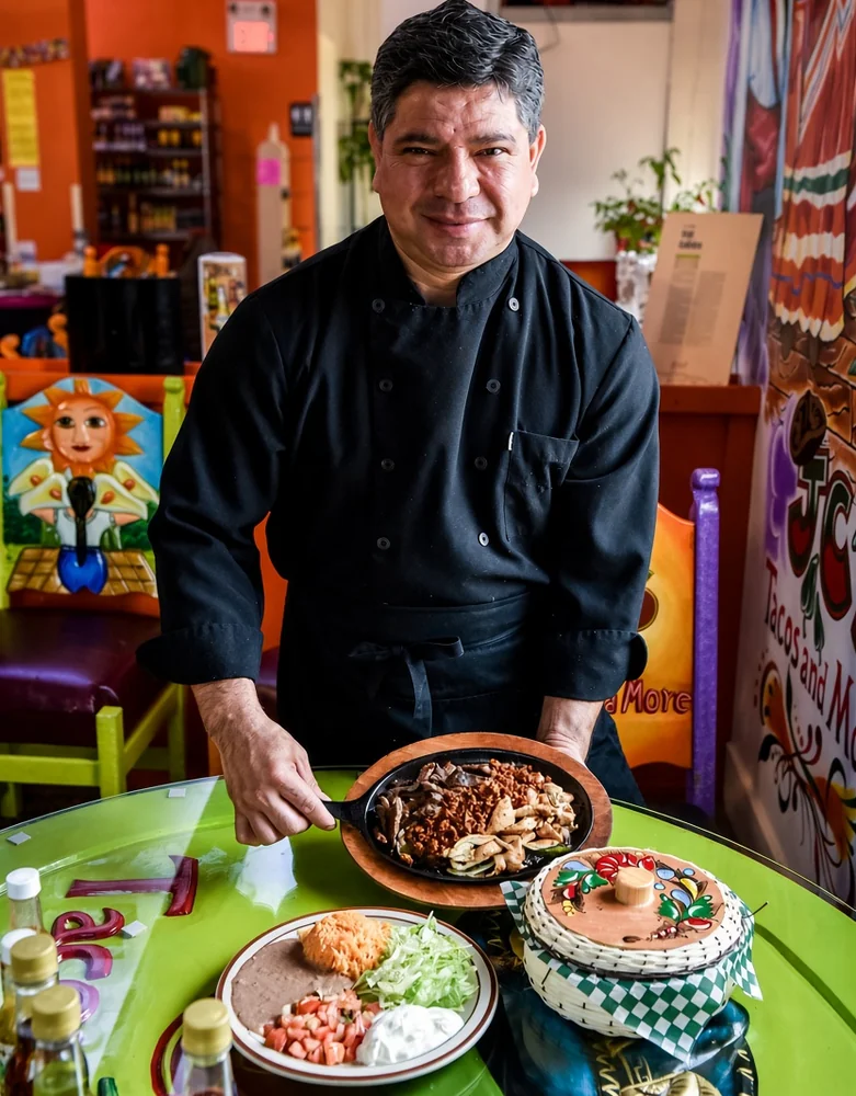 Chef-owner Marvin Dubon with Mexican and Salvadoran dishes at JC's Tacos and More, a family-owned restaurant in Winnipeg